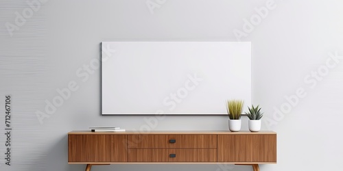 Minimal tv cabinet mockup for wall.