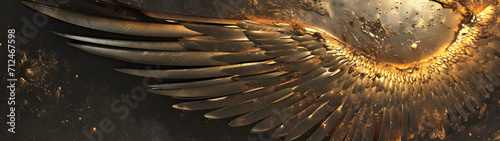A stunning glimpse into the intricate beauty of a bird's wing, revealing its graceful flight and delicate feathers photo