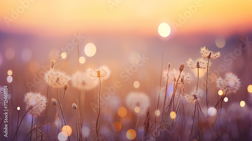 Nano-structure texture copyspace with ethereal bokeh lights on a summer sunset , with soft colors and a sense of nostalgia and longing.