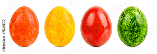 Colorful Easter eggs isolated on a transparent background
