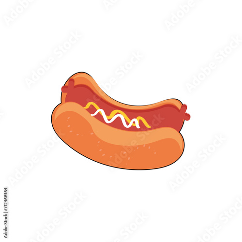 Hot Dog Cartoon mascot character. Food concept. Posters, menus, brochures, web, and icon fast food. illustration fast food. Funny hot dog, wiener, frankfurter character with eyes, legs.