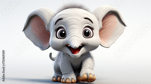 Cartoon 3d   A cute couple little elephant   laughing cutely on a white background   generate AI