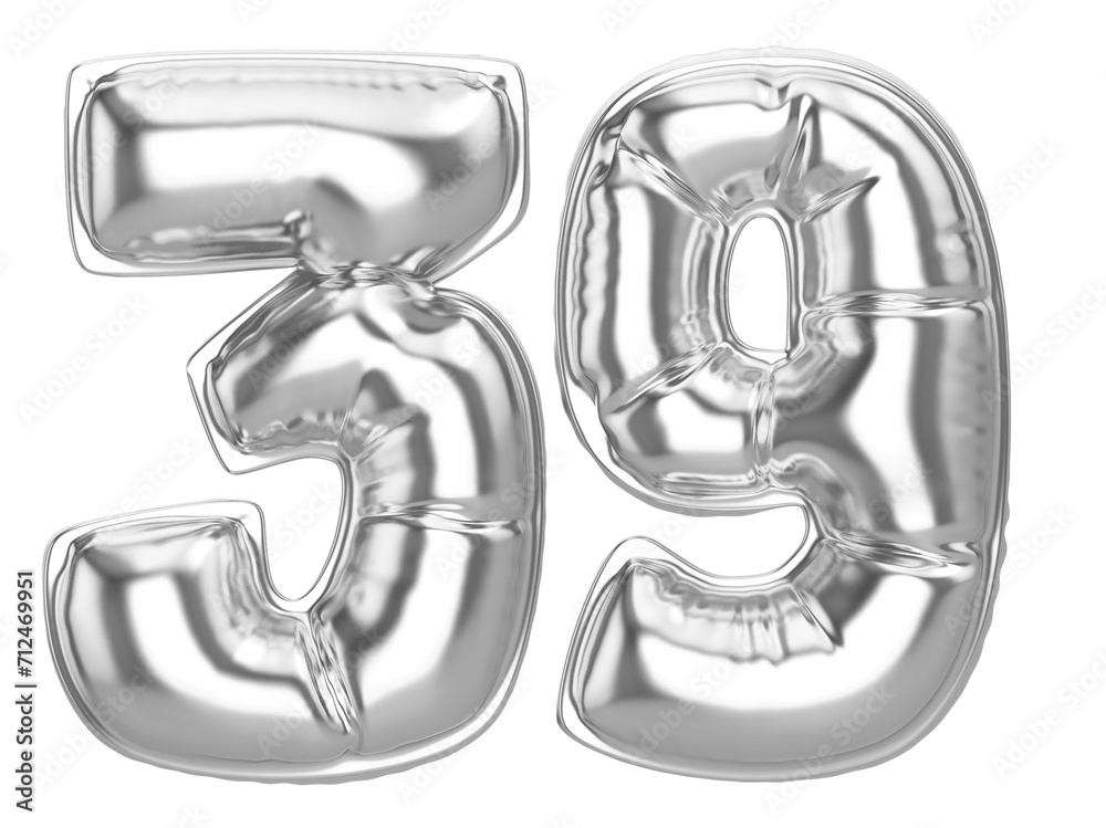 39 Silver 3D Number 39 Silver 3D Number