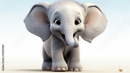 Cartoon 3d   A cute couple little elephant   laughing cutely on a white background   generate AI