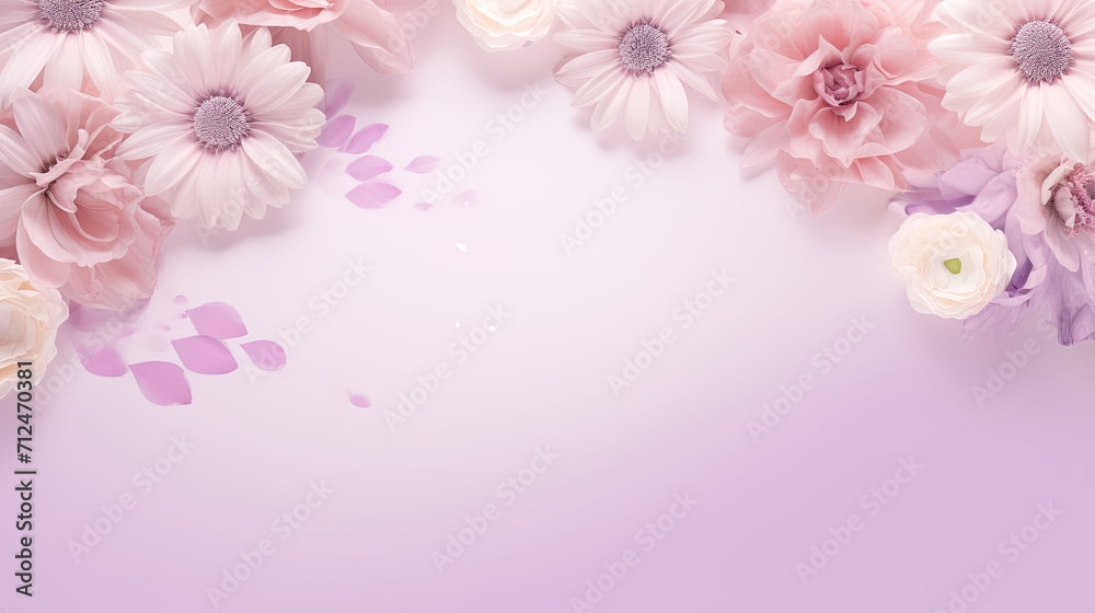 flower soft color palette such as pale pink , lavender and creamy white tones , creating a calm and comforting atmosphere. 