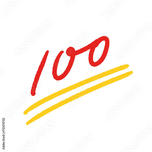 ラフな手書きの赤い100点のマーク - 満点･パーフェクト･100円均一のイメージ素材