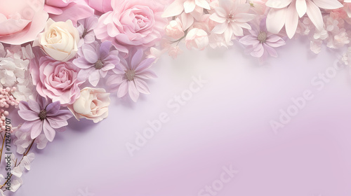 flower soft color palette such as pale pink , lavender and creamy white tones , creating a calm and comforting atmosphere.  © Cheetose