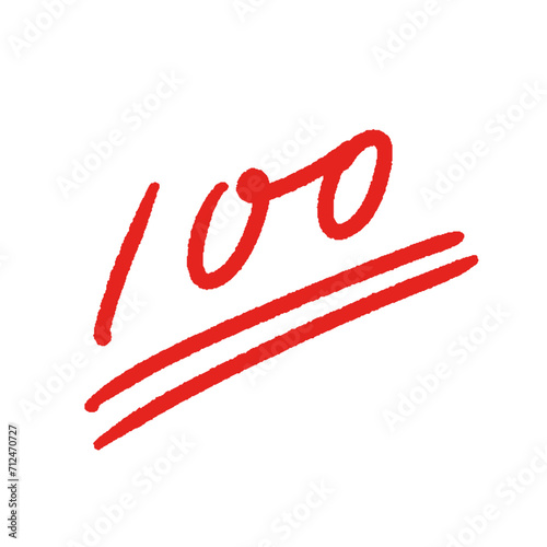 ラフな手書きの赤い100点のマーク - 満点･すばらしい･パーフェクトのイメージ素材
