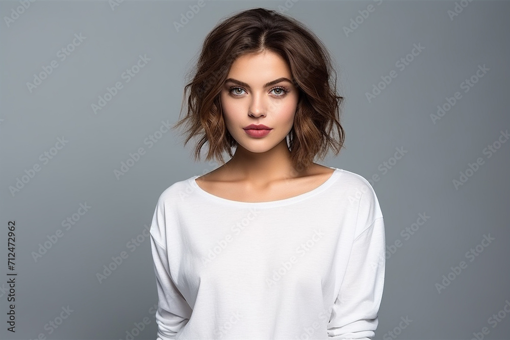 Woman in White Tshirt Mockup created with Generative AI Woman in White Tshirt Mockup created with Generative AI