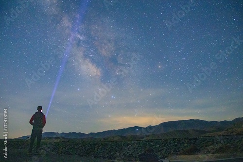 Yongtaikoucheng, Baiyin City, Gansu Province-The Milky Way and Young People under the Starry Sky