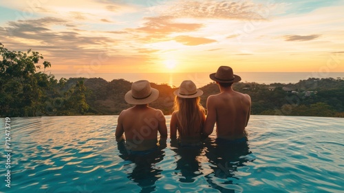 People Gathered on Top of a Swimming Pool During Vacation Travel Generative AI