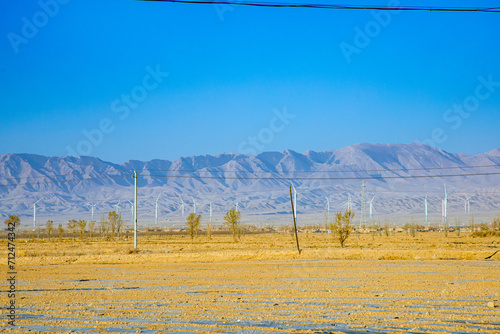 Yongtai Ancient City, Baiyin City, Gansu Province-Mountains and Gobi under the blue sky photo