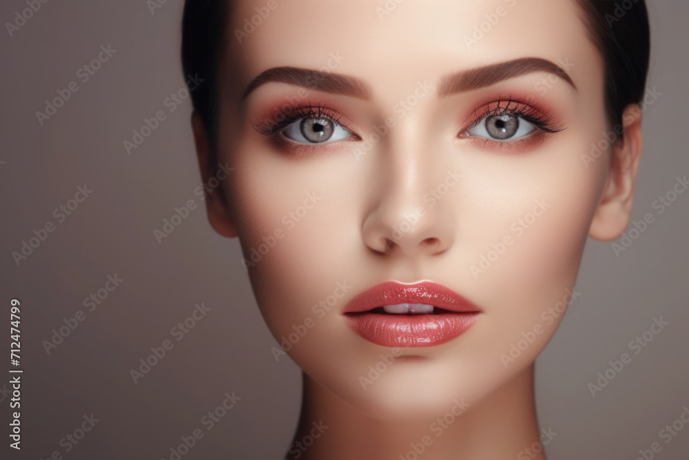 Fototapeta premium Beauty portrait of a young beautiful woman with makeup