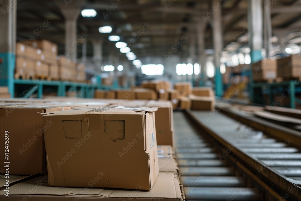Abandoned distribution Warehouse and cardboard packages, The Stark Reality of Economic Collapse. Abandoned distribution Warehouse and cardboard packages, The Stark Reality of Economic Collapse.