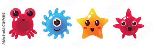 Funny Sea Animals and Underwater Creature Vector Set
