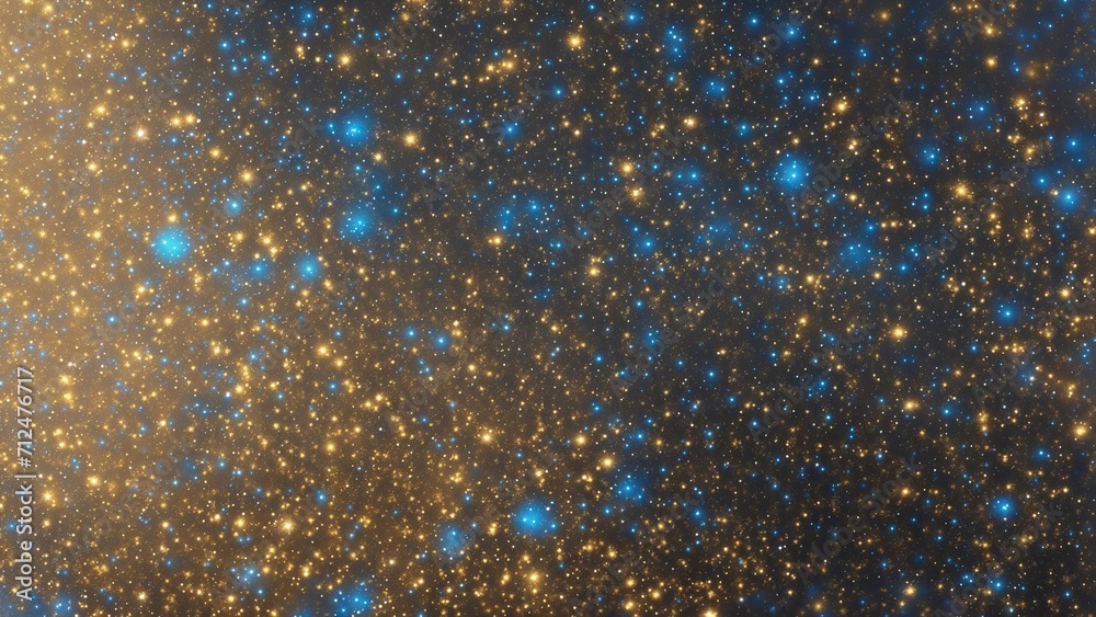 Obraz premium Abstract Brown, Blue and Golden glitter lights Gold glitter dust texture dark background