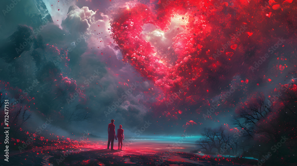 Amidst a dazzling display of fireworks, two souls found love in the shape of a heart-shaped cloud