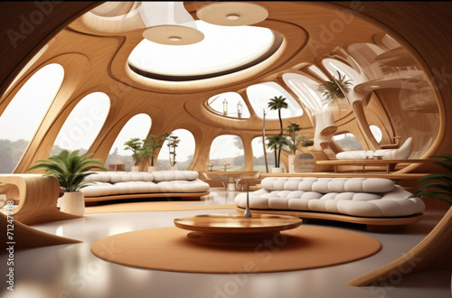 Сurved futuristic interior. Modern design apartment © Ruslan Gilmanshin