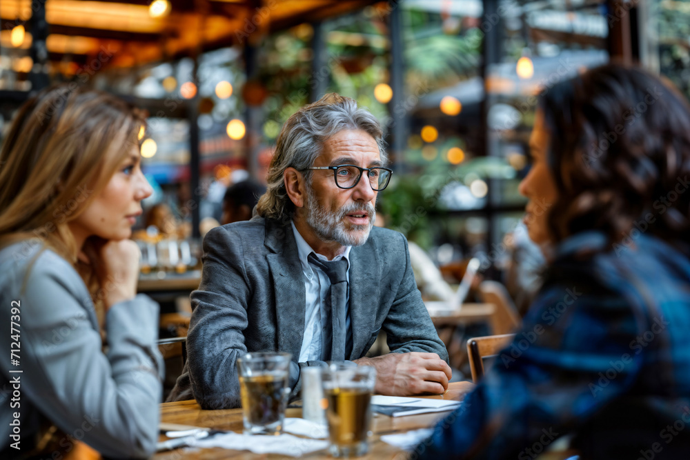 Business Meeting at Restaurant. Generative AI Business Meeting at Restaurant. Generative AI