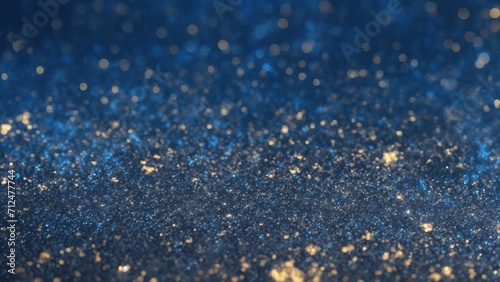 Abstract Gray, Blue and Golden glitter lights Gold glitter dust texture dark background