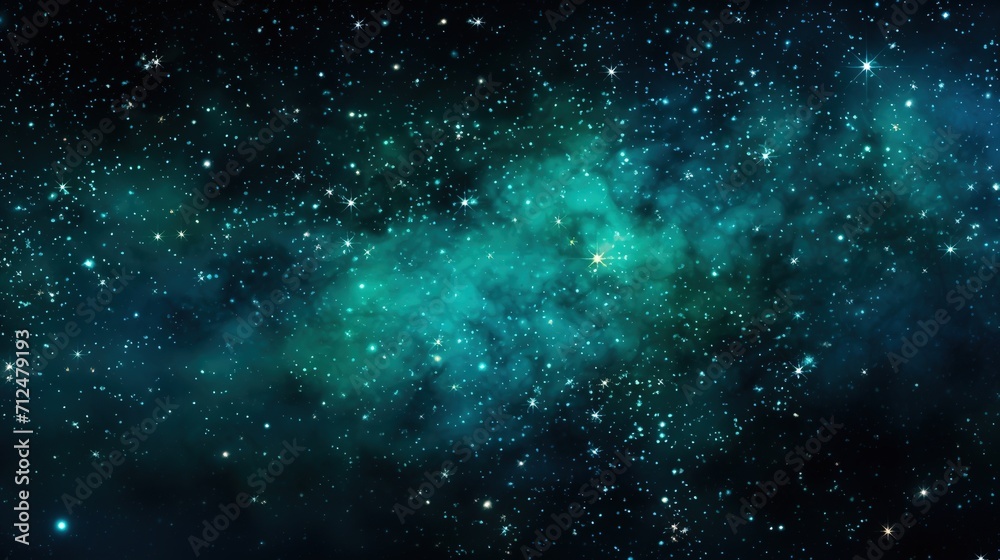 Cosmos Space Filled with Countless Stars. Blue Green Colors, Celestial, Universe, Astronomy
