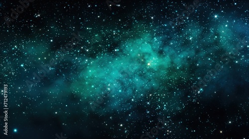 Cosmos Space Filled with Countless Stars. Blue Green Colors, Celestial, Universe, Astronomy 