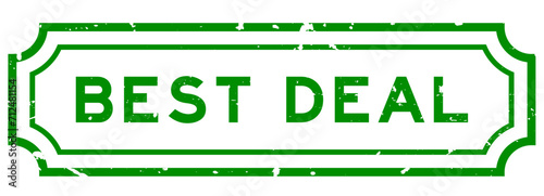 Grunge green best deal word rubber seal stamp on white background