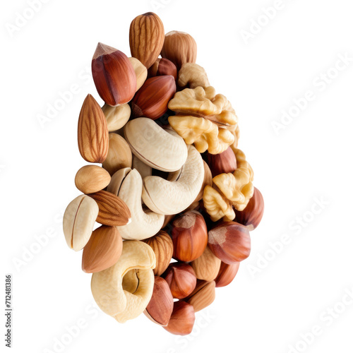 Peanuts and nuts isolated on transparent background