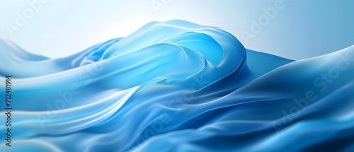 A mesmerizing display of fluid aqua, electric blue, and cobalt hues, evoking an abstract sense of motion through intricate vector graphics of a billowing blue fabric