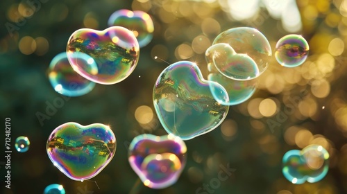 photo of heart shaped soap bubbles photo