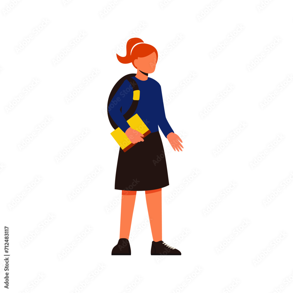 a young girl college students with books and backpacks Vector illustration for studying. a young girl college students with books and backpacks Vector illustration for studying.