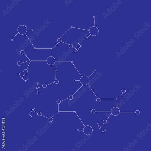 connected circles with lines on blue