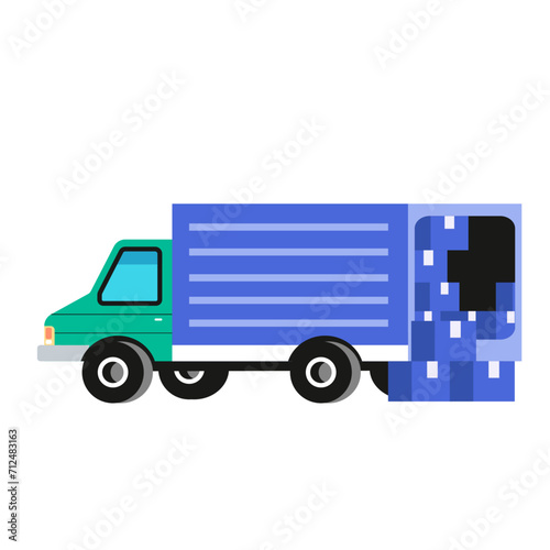 Cargo truck loading parcel package boxes. delivery van vehicle vector illustration.