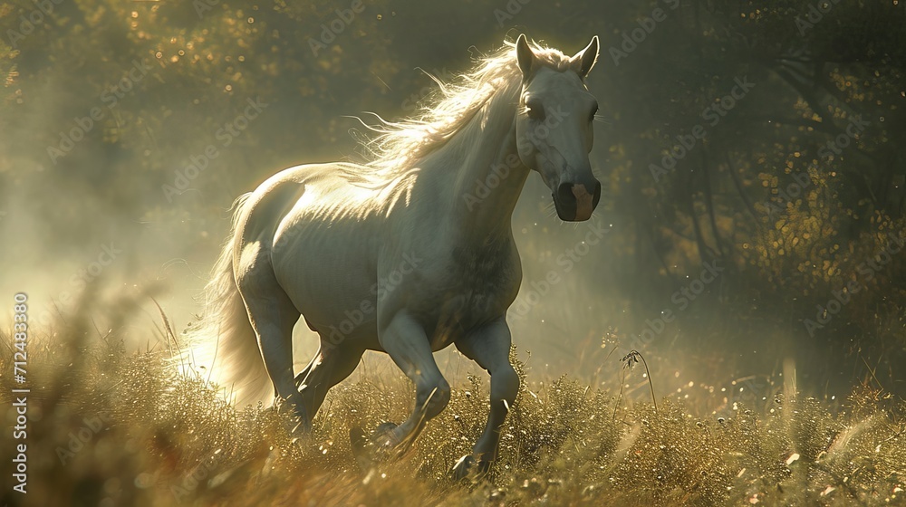 Wild horse running in a field Wild horse running in a field