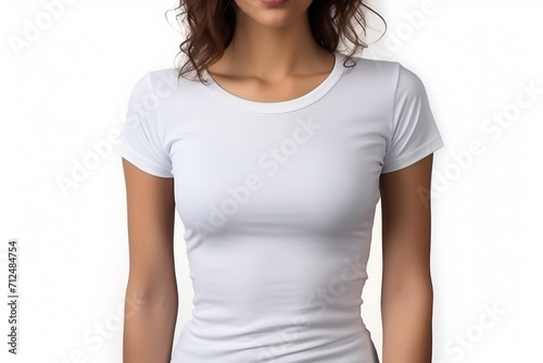 Woman in White Tshirt Mockup created with Generative AI