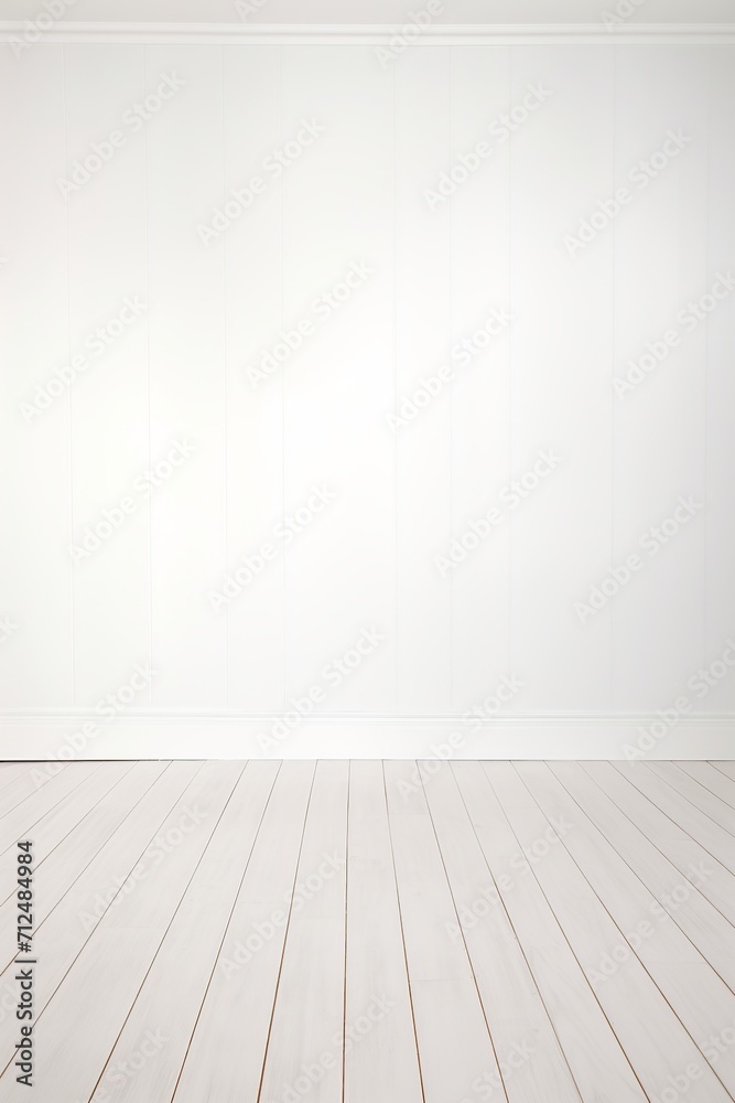 Minimalist Empty White Room with Clean Wooden Floor