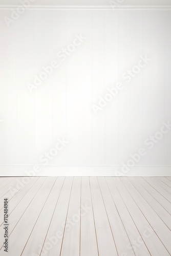 Minimalist Empty White Room with Clean Wooden Floor