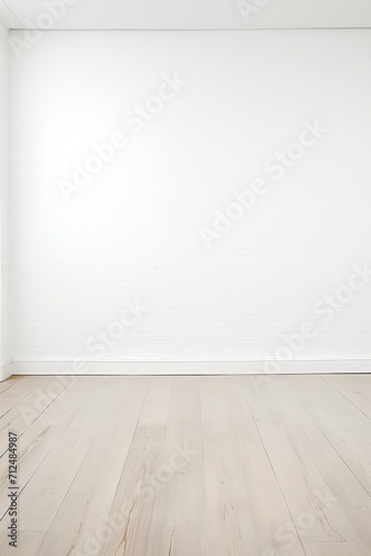 Minimalist Empty White Room with Clean Wooden Floor