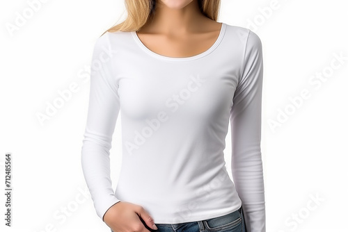 Woman in White Tshirt Mockup created with Generative AI