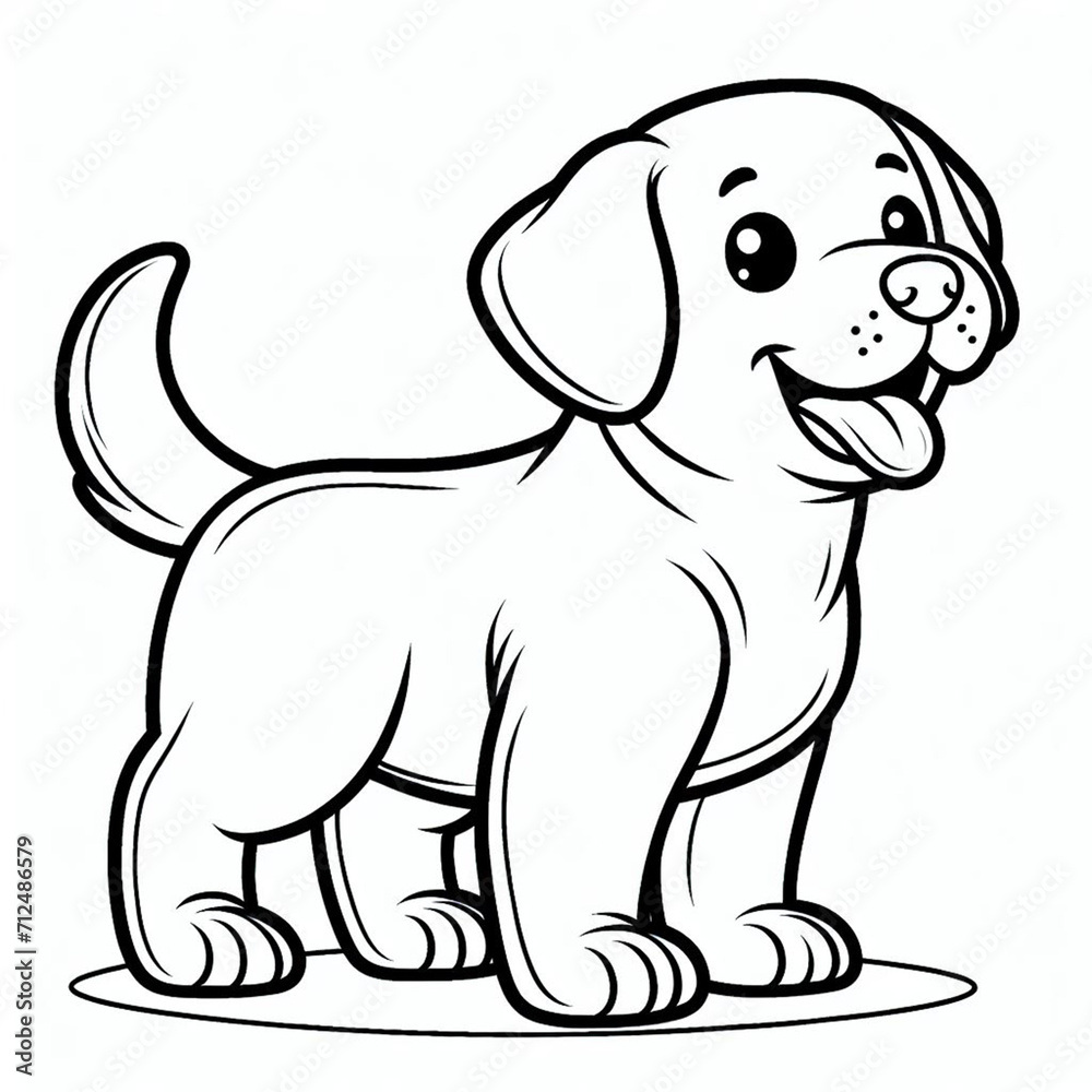 Fototapeta premium Cute dog coloring for kids to painting