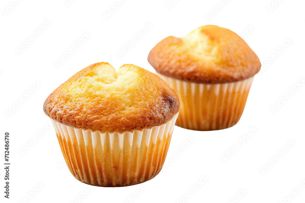 two muffins isolated on on transparent or white background, no shadow two muffins isolated on on transparent or white background, no shadow