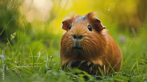 Portrait of a guinea pig outdoors