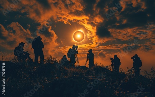 Solar Eclipse Expedition  Astronomers on an expedition to witness a solar eclipse  showcasing their dedication to celestial events