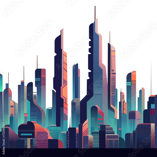 Fototapeta Naklejka Na Ścianę i Meble -  abstract future city skyline, retro illustration, flat illustration
