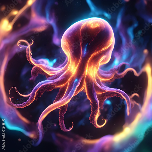 Octapus Colorized in Nebula