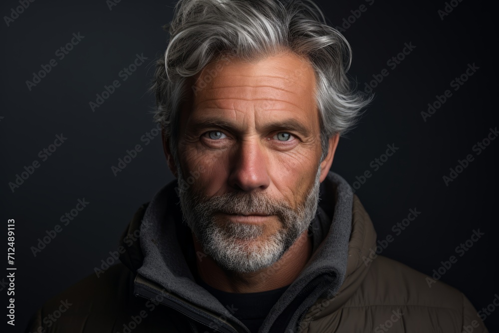 Portrait of a handsome senior man with grey hair and beard. Studio shot. Portrait of a handsome senior man with grey hair and beard. Studio shot.