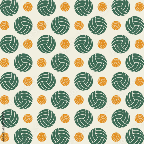 Volleyball green yellow concept trendy repeating pattern vector illustration background