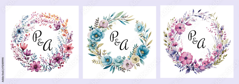 Abstract watercolor floral frame background vector. Watercolor design for invitation with floral frame. Vector illustration.