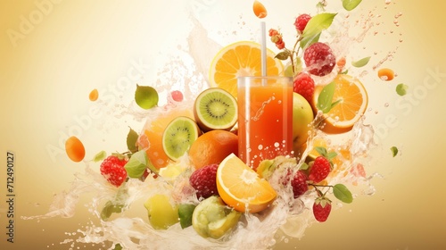 A fresh iced mix-fruits juice splash