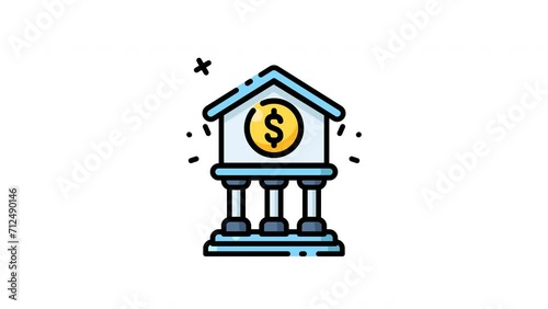 Animated bank building with dollar sign and glowing effects suitable for financial and banking presentations, commercials, and marketing materials to represent financial institutions. (ID: 712490146)